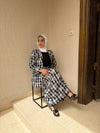 طقم كاروهات بقشة ورد — Floral gingham set